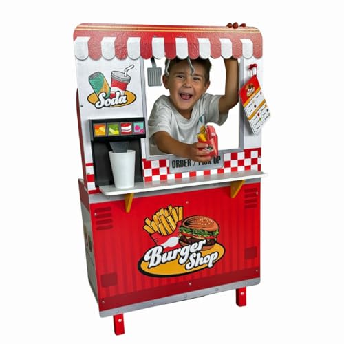Bayer Chic 2000® Burgerladen aus Holz – Burgerladen mit Grill, Friteuse, Getränkestation & mehr – Fördert Kreativität & Fantasie – Ab 3 Jahren, bunt Bayer Chic 2000® Burgerladen aus Holz – Burgerladen mit Grill, Friteuse, Getränkestation & mehr – Fördert Kreativität & Fantasie – Ab 3 Jahren, bunt
