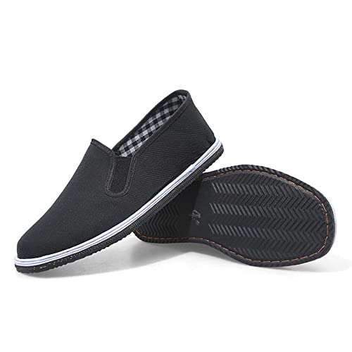 Chinese Kung Fu Shoes, Men Slip-On Martial Art Tai Chi Kung Fu Chinese Traditional Old Beijing Shoes, Fashion Qigong Trainerss Rubber Sole Black, Can Walk in The Garden and Trail