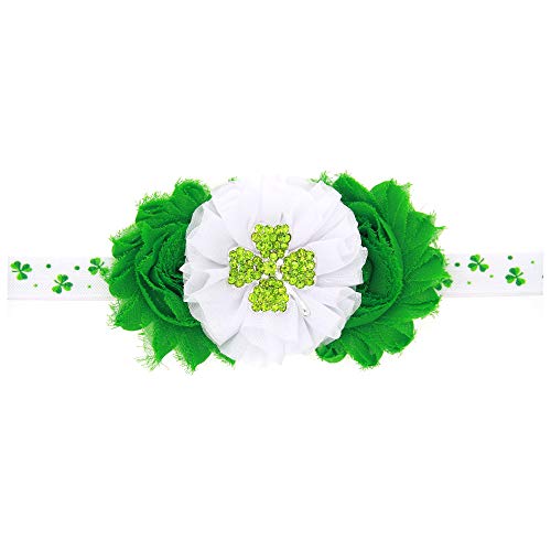 3 Pcs Baby Girls St. Patrick's Day Headbands Newborn Infant Toddlers Clover Flower Crown Bow Green Hairband Gift Christening Headbands for Baby Girls2