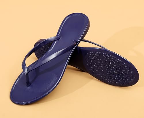 Flip Flops for Women Jelly Shoes Thong Sandals Jellies Flats Clear Slipper Summer Beach Pool Slides Size 10 Slip On Quick Drying Soft4