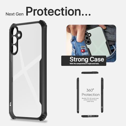 Image of Pikkme Crystal Clear Transparent Back | Ultra Hyrbid | Full Camera Protection | Raised Edge | Bumper Back Case for Samsung Galaxy S24 FE 5G (Black)