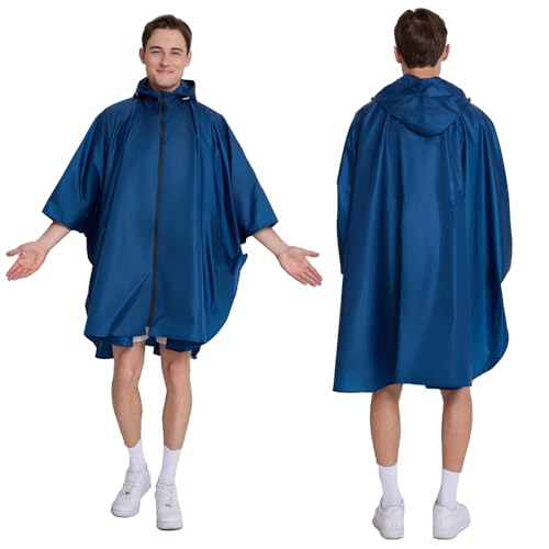 Cloak raincoat Unisex poncho Adult hooded men and women with pockets Mountaineering hiking rainstorm prevention - Image 3