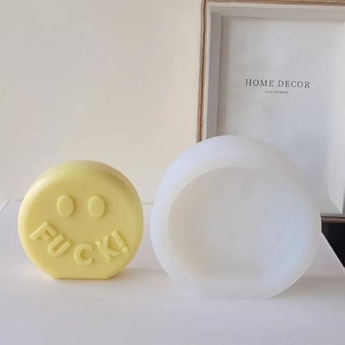 Cestony Round Smiley Face Fk Font Silicone Molds For Making Candle Resin Pillar Aromatherapy Soap Car Freshie Gypsum #TOP2
