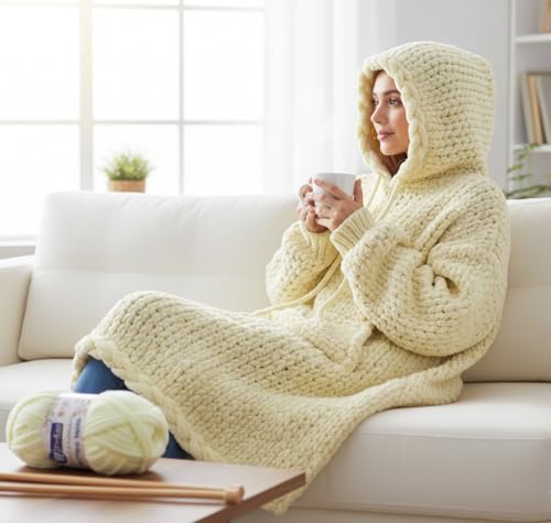 Image of ProKart Premium Blankie Wool, Plush & Cuddly, Chenille Yarn Supersoft Hand Knitting Wool Ball | Blanket Thick /Mottu Yarn Ball Suitable for Hand Knitting and Crocheting for Baby, Adult, Sweaters, caps, Throws, Home Furnishing, Scarves, Blankets (Off White, 100gms x 1 Pack)