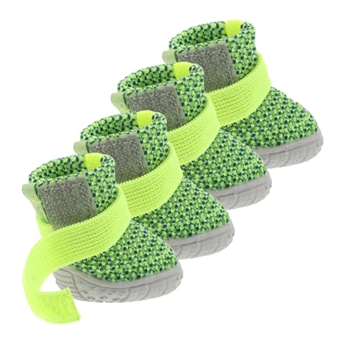 TOGEVAL 4 Piezas Pet Four Seasons Zapatos Deportivos Patucos Cachorros para Perros pequeños Botas para Perros Zapatos Transpirables para Cachorro Botines Poliéster Verde