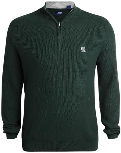 Chaps Men's Pullover Sweater - Classic Fit 100% Cotton Quarter Zip - Honey Comb Mock Neck Sweater for Men (M-2XL)