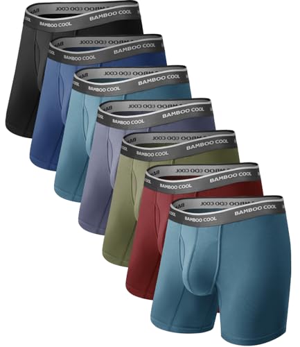 Image of BAMBOO COOL Men's Underwear Breathable Boxer Briefs with Fly Moisture-Wicking Lightweight Underwear 7-Pack