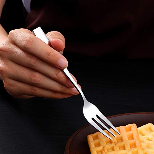 SUNSHENGEUR Tea Forks, Stainless Steel Set of 12, Autograph Pattern Kitchen Accessory Wedding Party for Salad Appetizer - Image 3