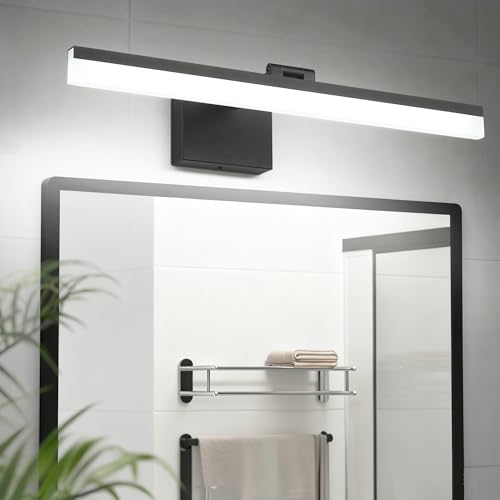 Image of SOLFART Dimmable Black Vanity Light Bar Lighting Fixtures Modern Bathroom Light Fixtures 6000K Rotatable White Aluminum LED Light