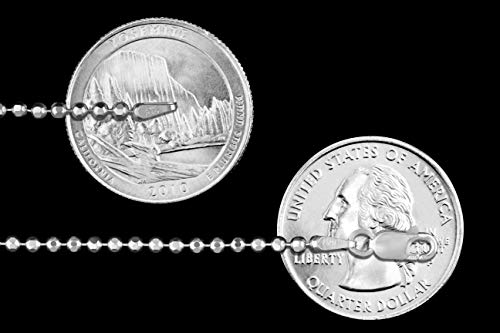 Sterling Silver Diamond-Cut Ball Bead Chain 2.2mm 925 Italy Dog Tag Necklace2