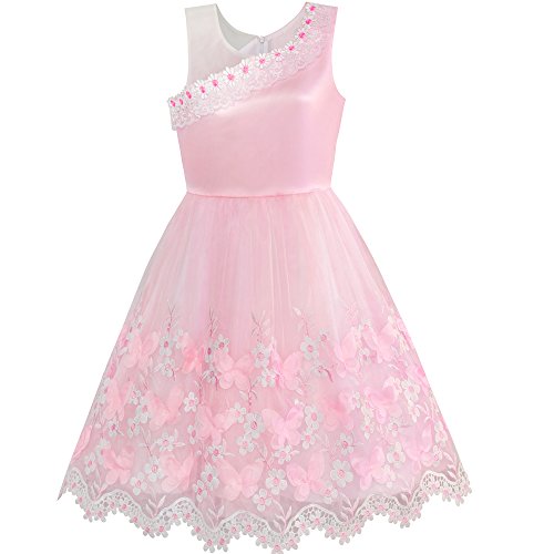 Sunny Fashion Flower Girl Dress One Shoulder Lace Embroidered Flower Pageant