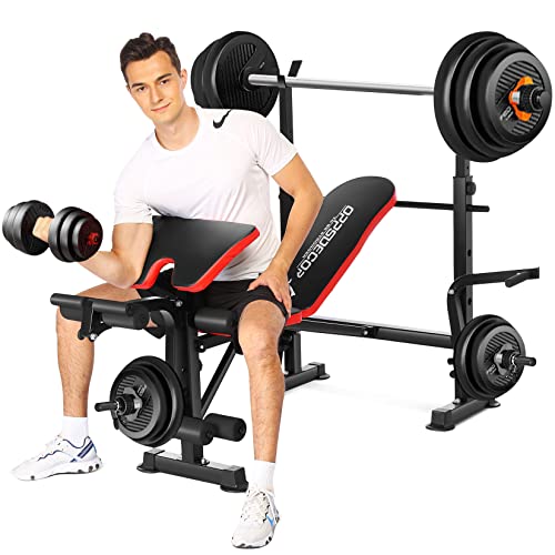 Olympic Weight Bench with Rack Leg Developer Preacher Curl Adjustable