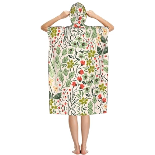 Poncho à capuche en microfibre fleurs - Peignoir de bain léger