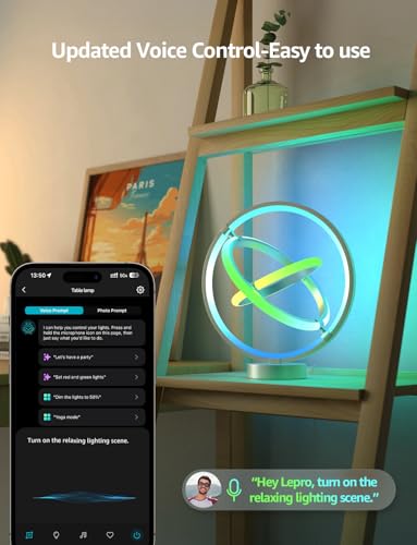 Lepro TB1 AI Smart Table Lamp, RGB+IC Addressable Color Changing Desk Light Alexa Google Home Enable, Music Sync, DIY Endless Scenes, APP Control Cool LED Lamp for Room Decor Ambient Lighting, 2.4 GHz image 4