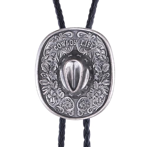 Image of Jeilwiy Bolo Tie for Men Western Cowboy Tie Necklace Gold Bolo Tie Leather Necktie Halloween Tie Accessories for Women