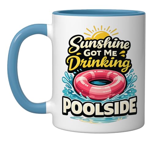 Taza de cerámica azul/blanca 11 onzas para verano miniatura 1
