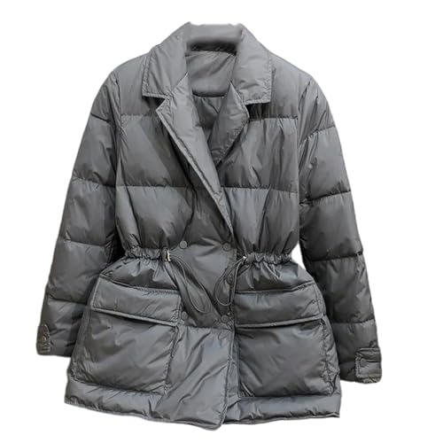 Cozy Gray Women’s Winter Down Coat with Notched Collar - Perfect for Casual Days and Cold Adventures!