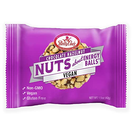 Betty Lou's Chocolate Hazelnut Energy Balls, Vegan, Gluten Free, Non GMO, High Fiber, No Refined Sugar, Healthy Snacks for Adults and Kids, Individually Wrapped (12 Pack)