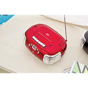 GPO PCD299RED Boombox met CD, radio en cassette in rood/zilver