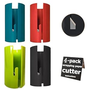 4 Pcs Christmas Wrapping Paper Cutter, Kraft Paper Roll Slitter Cutter, Creative Holiday Paper Roll Cutting Machine, Sliding Wrapping Paper Cutter Tool Tube