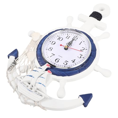OUNONA Orologio Da Parete a Forma Nave Ancora e Stella Realizzato in e Plastica Decorazione Per Soggiorno e Camera Da
