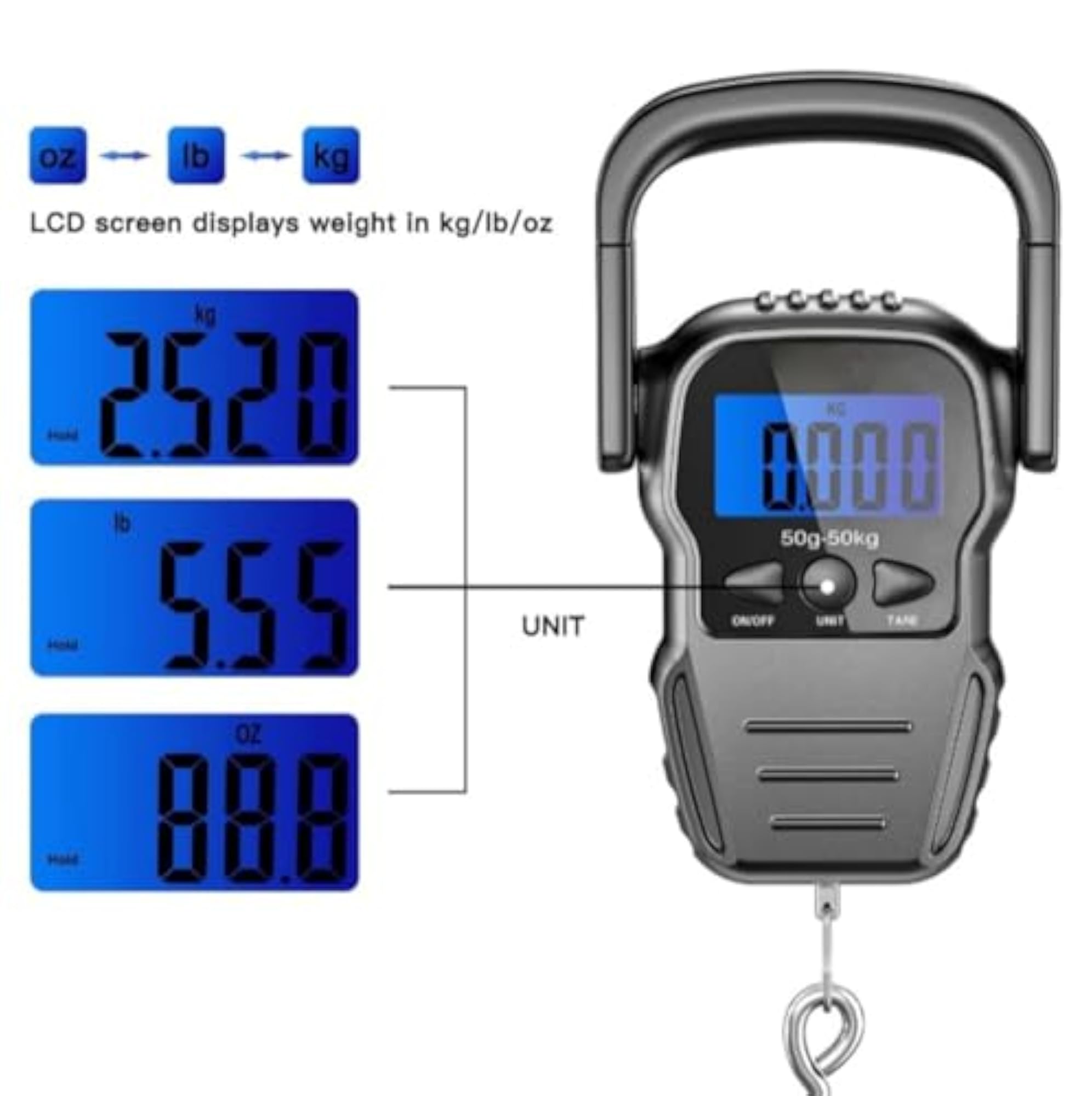 Digital Luggage Scale with LCD Display, Portable Travel Weight Scale