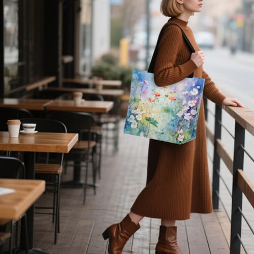 Bolso Tote de Lona con Cierre para Mujer Grande con Bolsillos miniatura 2