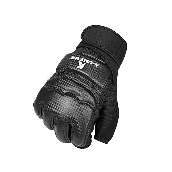 KAIWENDE-Half-Finger-Kickboxing-Gloves-Also-Fit-for-Taekwondo-SparringTraining-Light-Workouts-Muay-Thai-Martial-ArtsKarav-MAGAKarateShadow-BoxingCardio-Kickboxing-ClassCombat-Class Half Finger Kickboxing Gloves - Also Fit for Taekwondo Sparring,Training Light Workouts, Muay Thai, Martial Arts(Karav MAGA),Karate,Shadow Boxing,Cardio Kickboxing Class,Combat Class (Black, XL)