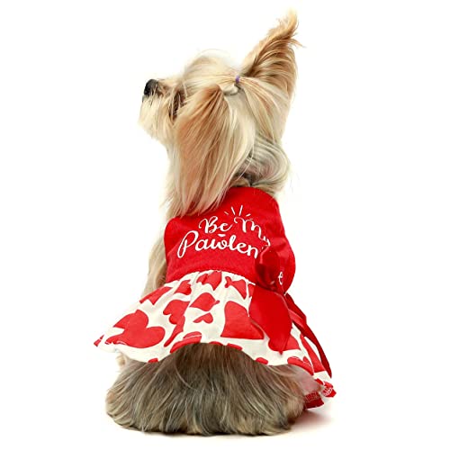 Fitwarm Valentines Day Be My Pawlentines Dog Dresses Puppy Party Costumes Doggie Shirts Cat Outfits Red Medium - Image 3