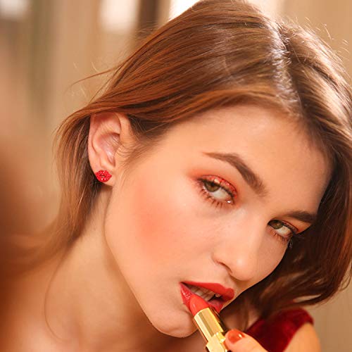 Honbay 1 Pair of Fashion Sexy Red Lip Stud Earrings for Women Kiss Lip Ear Studs Sparkling Rhinestones Crystal Earrings4