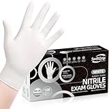 SwiftGrip Disposable Nitrile Exam Gloves, 3-mil, XL, Box of 100, White Nitrile Gloves Disposable Latex Free for Medical, Cleaning, Cooking & Esthetician, Food-Safe, Powder-Free, Non-Sterile