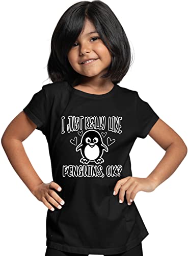 Large Black Youth I Just Really Like Penguins OK? Funny Gift Idea T-Shirt