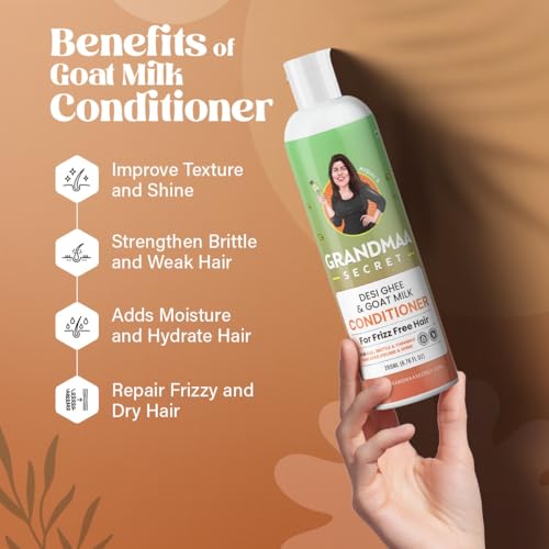 Image of NIDHI S GRANDMAA SECRET Desi Ghee and Goat Milk Conditioner for Frizzy Hair | Handmade Natural Conditioner for Dry & Damaged Hair | Controls Hair Fall | Paraben & Sulphate Free | 200mL,1 Count