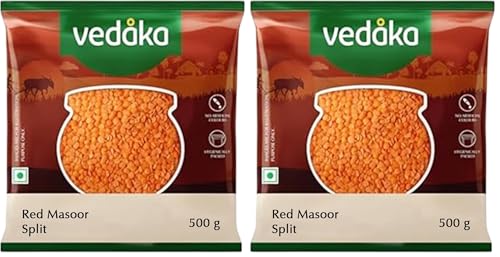 Image of Amazon Brand - Vedaka Popular Unpolished Red Masoor Dal Split, 500 g|Naturally Rich in Protein||Naturally Cholesterol free (Pack of 2)