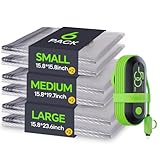 Vacbird Vacuum Bags for Travel with USB Electric Pump, 6 Pack Carry-on Size Compression Packing for Luggage and Suitcase, Space Saver Bags for Clothes and Clothing Travel