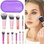 10-Piece Travel Makeup Brush Set: Mini Brushes with Portable Case, Perfect for Eye, Lipstick, Foundation, Contour, Blush, and Concealer
