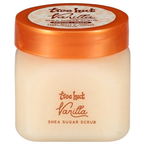 Image of Tree Hut Mini Vanilla Body Scrub, Exfoliating & Hydrating Sugar Scrub with Shea Butter, Smooth Skin, Body Exfoliator For All Skin Types, Self Care Gifts for Women, Vegan, Travel Size, 3.4 oz