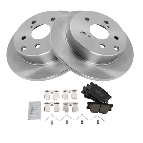 Image of TRQ Rear Brake Pad and Rotor Set Ceramic Compatible with 2010-2012 Lexus HS250h 2006-2018 Toyota RAV4