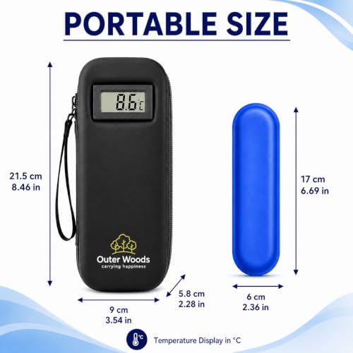 Image of Insulin Cooler Bag with Temperature Display | 6+ Hours Cooling | Hard Case Insulin Travel Case | Accurate Temperature Display | Includes 2 Ice Gel Packs | Portable Medicine Cooler
