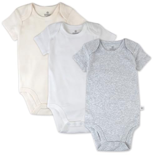 Image of HonestBaby unisex-baby 3-pack Short Sleeve Bodysuits One-piece 100% Organic Cotton for Infant Baby Boys, Girls, Unisex