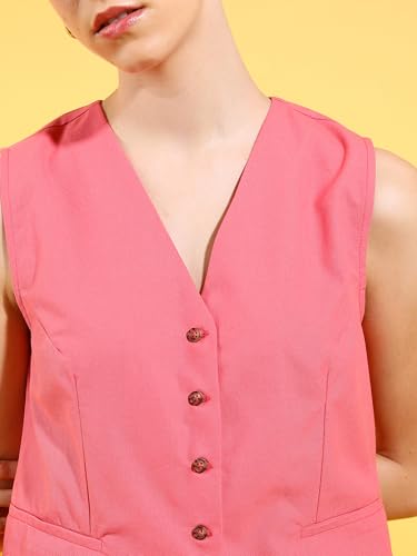 Image of Tokyo Talkies Women's Sleeveless V-Neck Solid Co-Ords| Co-Ords Women | Stylish Co-Ords | Casual Co-Ords