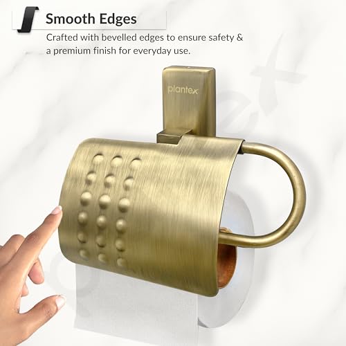Image of Plantex Brass 304 Grade Stainless Steel Crystal Toilet Paper Holder /Tissue Paper Roll Holder for Bathroom - (Brass Antique)