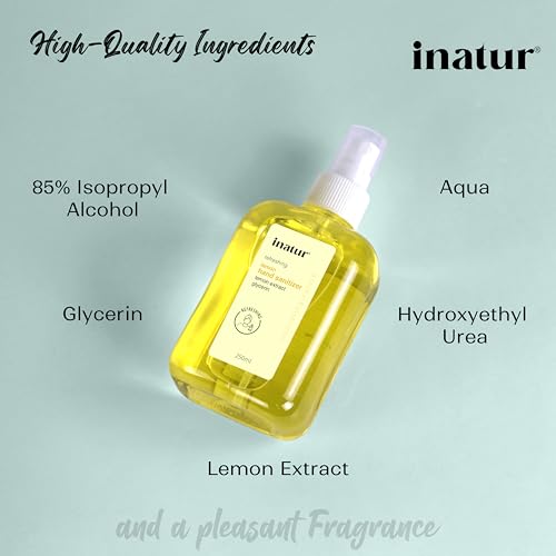 Image of Inatur Hand Sanitizer Spray 280 ml | Refreshing | Alcohol based Kills 99.9% Germs | Antibacterial with disinfectant properties | safe on skin, safe surfaces