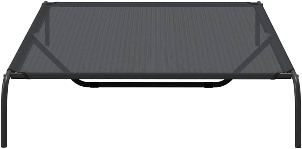 vidaXL Elevated Dog Bed Black 59,1" x35,4 x7,9 Textilene and Steel, Raised Dog Bed, Outdoor Dog Bed, Cooling Dog Bed, Dog Bed, pet Bed