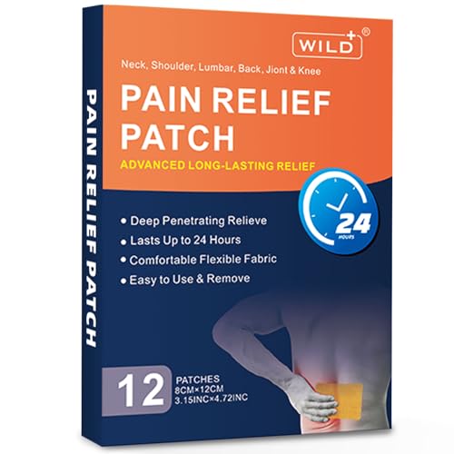 WILD+ Trimmable Deep Penetrating Heat Patch for Back Pain Relief - 12PCS Long-Lasting Adhesive Patches for Shoulder & Muscle Pain,Safe and Effective Natural Hot Therapy