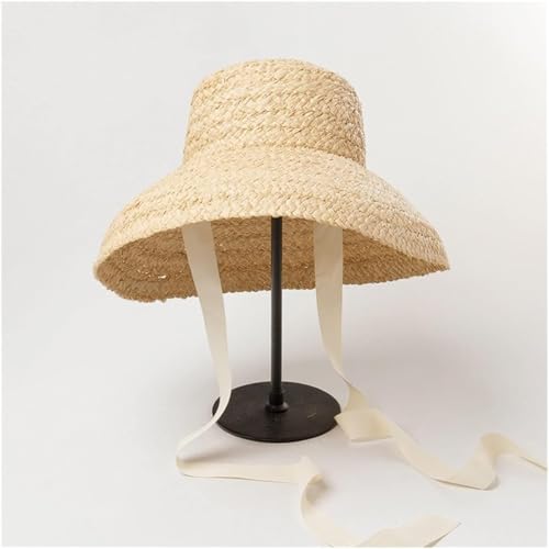 Cappello da spiaggia fatto a mano cappello di paglia per le donne retrò piatto grande tesa cappello di paglia da donna all'aperto sole spiaggia cappelli estivi