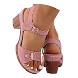 Sandals Womens Dressy Low Block Chunky Heels Ankle Strap Comfortable Open Toe Walking Shoes (7.5)