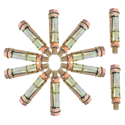 PRETYZOOM 12pcs Heavy Duty Metal Expansion Bolts Shield Anchors for Concrete Brick and Wall Applications Strong Fastening for Construction and