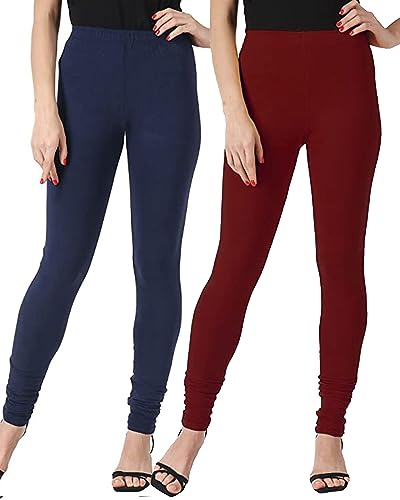 Image of Ultra Soft Cotton Slim fit Solid Color Attractive Casul wear Leggings for Womens - Pack of 2 pcs