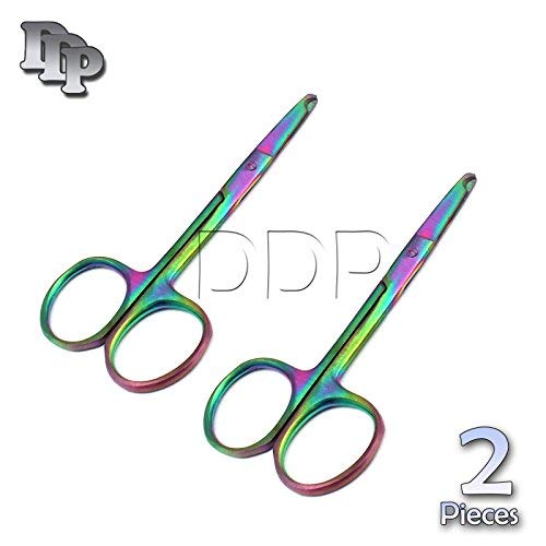 DDP SET OF 2 MULTI TITANIUM COLOR RAINBOW STITCH SCISSORS 3.5